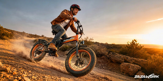 ZAZAWORK CF1000 fat tire e-bike on forest off-road trail in EU nature reserve, legal off-road riding scene