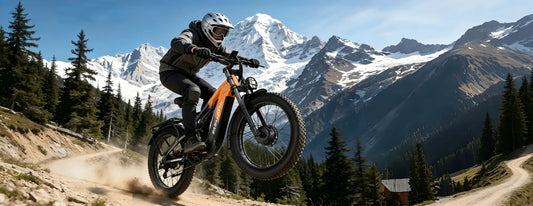 ZAZAWORK dual motor e-bike riding on mountain road, professional power-saving tuning and long range riding scene